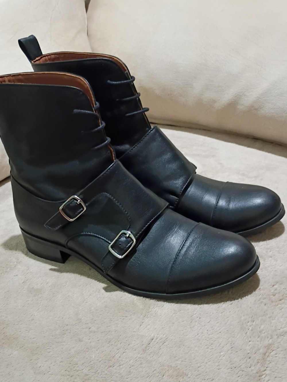 NWT.Bolton Monk Boots - Black Leather Men’s Ankle Boots - Picture 5 of 12